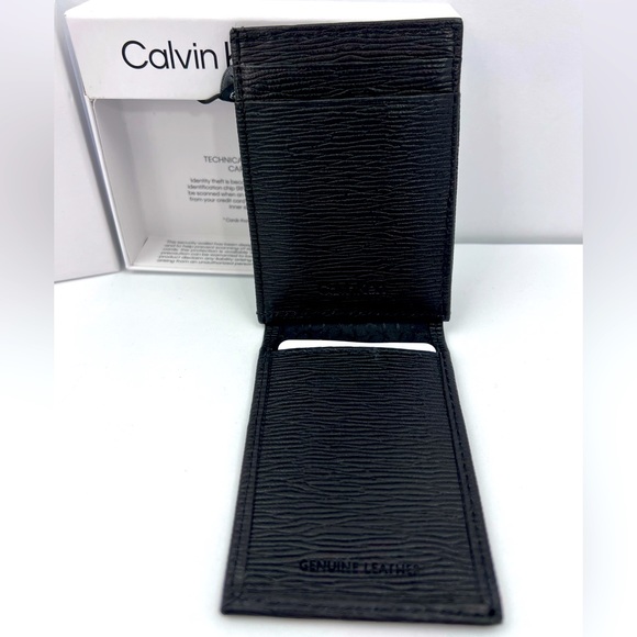 CALVIN KLEIN,MEN’S WALLET,SINGLE FOLD WORK MAGNET,BLACK LEATHER,RIFD PROTECTION - Picture 3 of 12